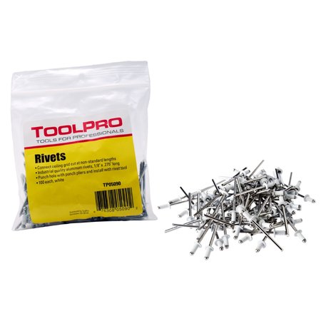 TOOLPRO 18 in White Aluminum Pull Rivets 100PK TP05090